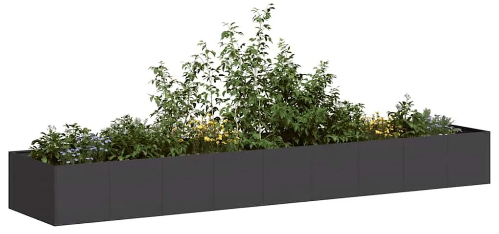 Ζαρντινιέρα Μαύρη 360x80x40 εκ. από Χάλυβα