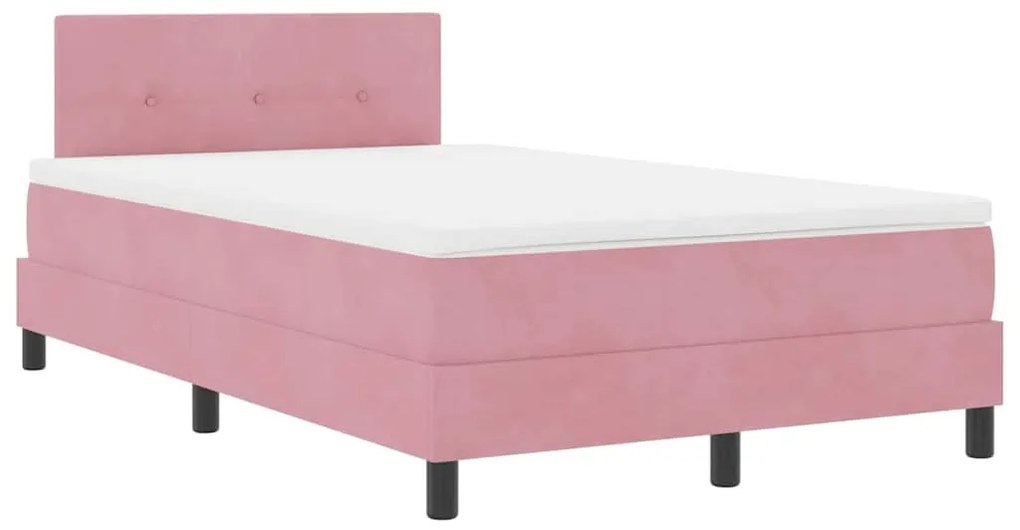 vidaXL Κρεβάτι με Ελατήρια και Στρώμα Ροζ 120 x 190 cm ύφασμα