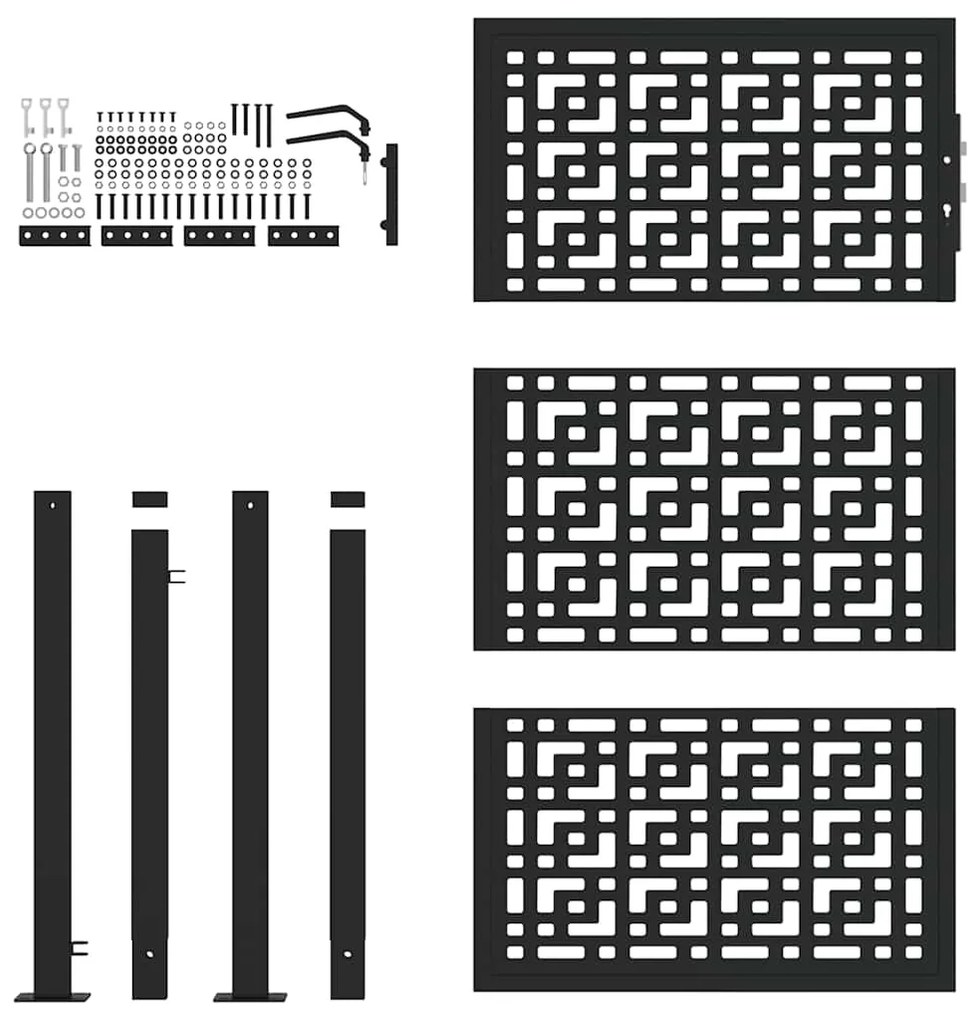 vidaXL Πύλη κήπου Μαύρη 105x155 cm Ατσάλινος Σταυρός Σχεδιασμός