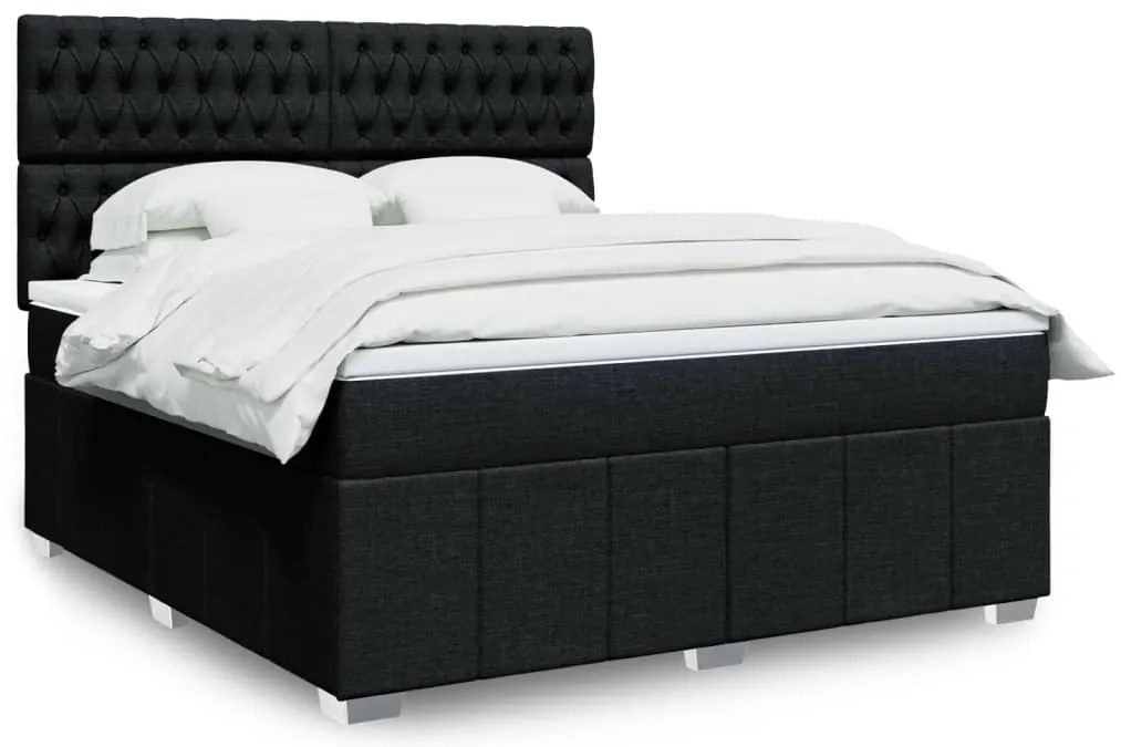 vidaXL Κρεβάτι Boxspring με Στρώμα Μαύρο 180x200 εκ. Υφασμάτινο