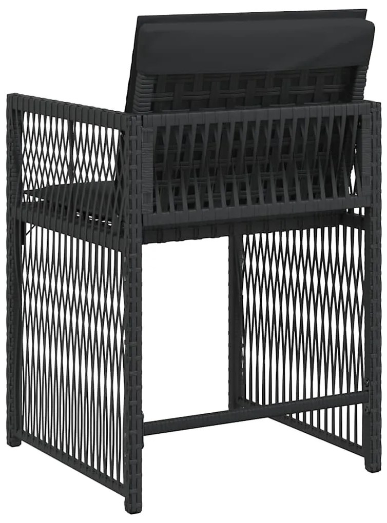 vidaXL Καρέκλες Κήπου 4 τεμ. Μαύρες από Συνθετικό Ρατάν με Μαξιλάρια