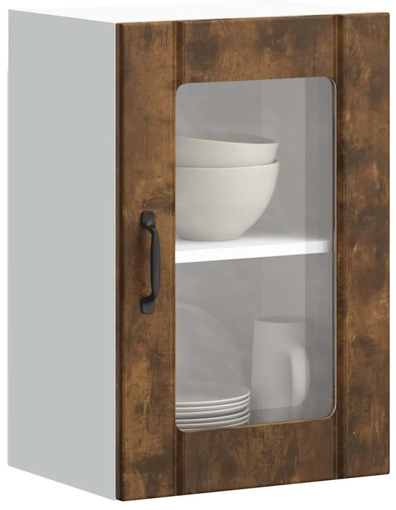 Ντουλάπι τοίχου κουζίνας με γυάλινη πόρτα "Lucca" Καπνιστή δρυς