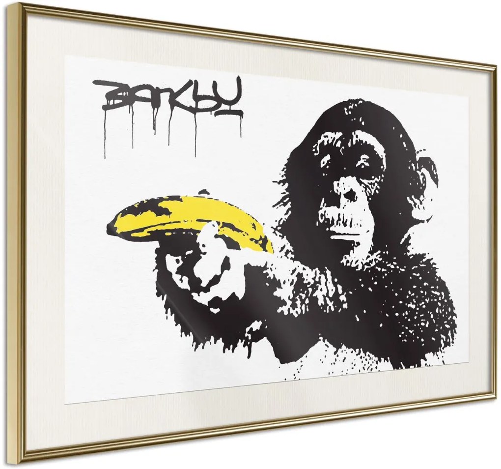 Αφίσα - Banksy: Banana Gun I - 30x20 - Χρυσό - Με πασπαρτού