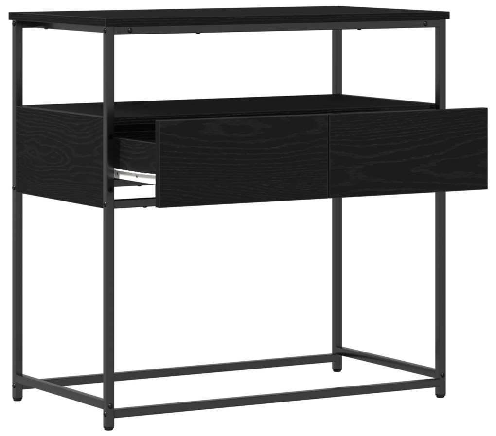 vidaXL Κονσόλα Μαύρη Δρυς 75x40x75 εκ Επεξεργασμένο Ξύλο και Ατσάλι