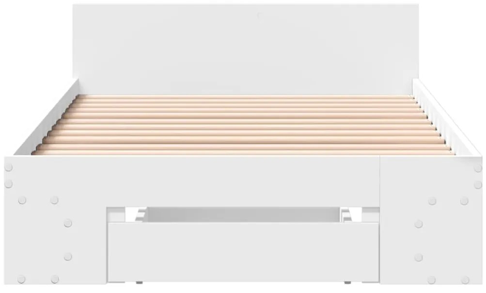 vidaXL Πλαίσιο Κρεβατιού με Συρτάρι Λευκό 90x200 εκ Επεξεργ. Ξύλο