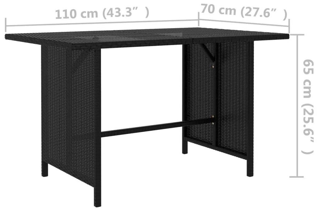 Τραπεζαρία Κήπου Μαύρη 110 x 70 x 65 εκ. από Συνθετικό Ρατάν - Μαύρο