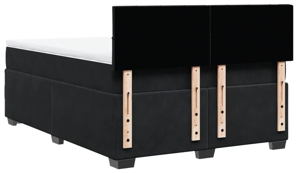 Κρεβάτι Boxspring με Στρώμα Μαύρο 140x190 εκ. Βελούδινο - Μαύρο