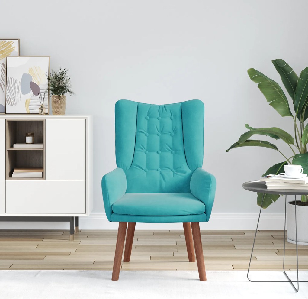 vidaXL Χαλαρωτική Πολυθρόνα Τιρκουάζ 63 x 67 x 94 εκ. Βελούδο