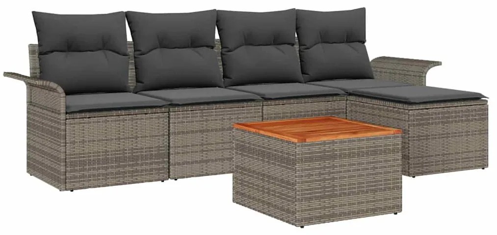 vidaXL Σετ Καναπέ Κήπου 6 pcs Γκρι Πολυ ράταν