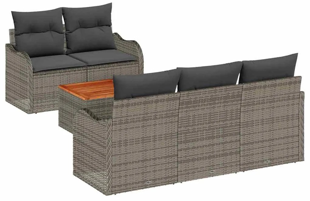 vidaXL Σετ Καναπέ Κήπου με μαξιλάρι 6 pcs Γκρι συνθετικό ρατάν