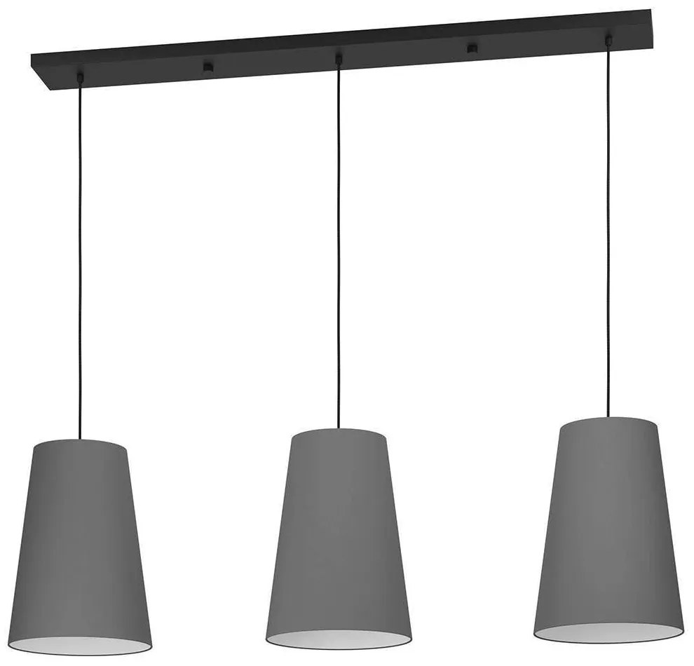 Φωτιστικό Οροφής - Ράγα Petrosa 390136 129x28x150cm 3xE27 40W White-Grey Eglo Steel,Fabric