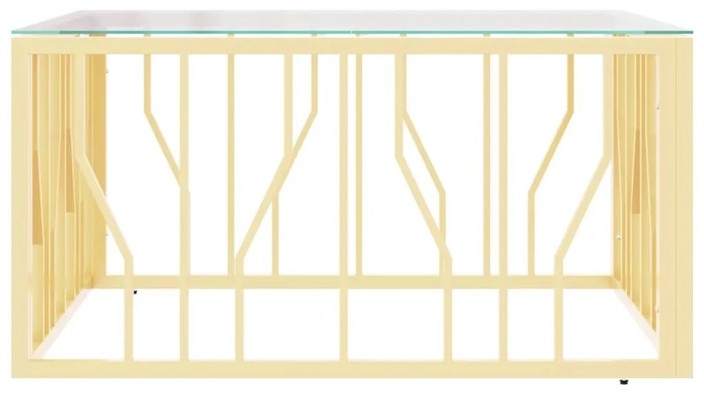 vidaXL Τραπέζι Σαλονιού Χρυσό 80x80x40 εκ. Ανοξείδωτο Ατσάλι και Γυαλί