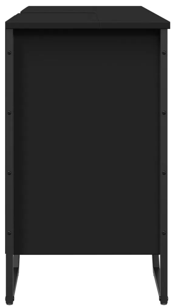 vidaXL Ντουλάπι Νιπτήρα Μπάνιου Μαύρο 91x35x60 εκ. Επεξεργασμένο Ξύλο