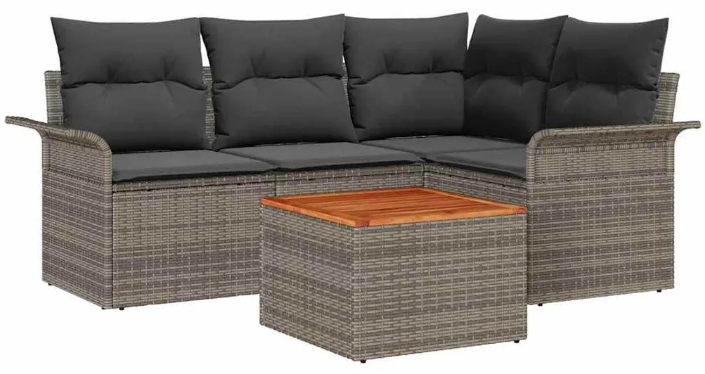 vidaXL Σετ Καναπέ Κήπου 5 pcs Γκρι Πολυ ράταν