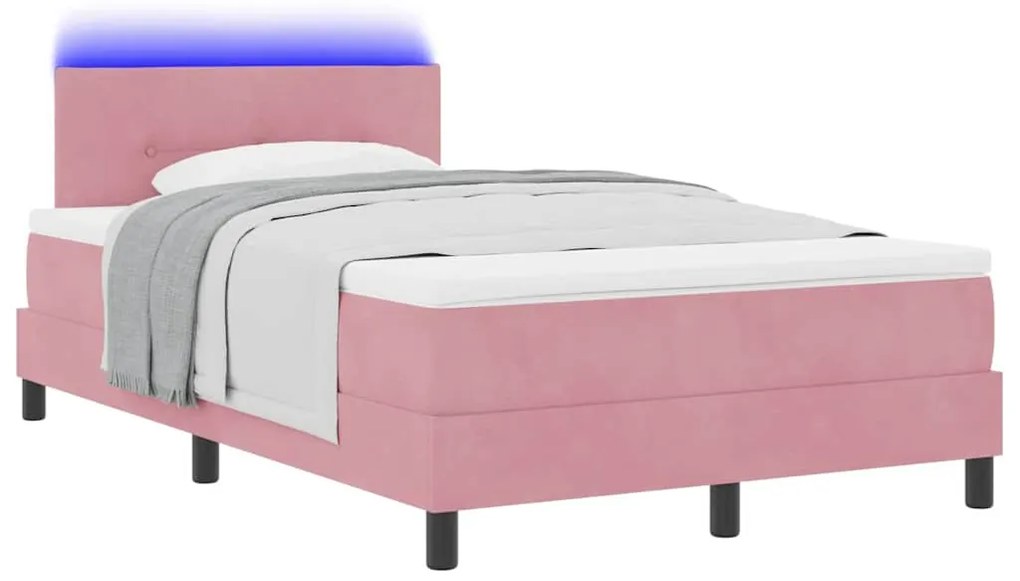 vidaXL Κρεβάτι με ελατήρια με στρώμα Ροζ 120 x 190 cm Βελούδο