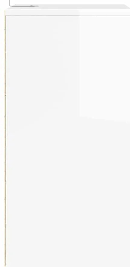 vidaXL Κομοδίνο με συρτάρι Υψηλής γυαλάδας λευκό 40 x 30 x 467 εκ