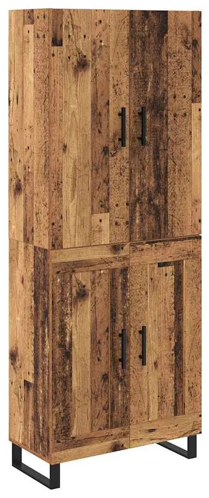 vidaXL Highboard 2 pcs Παλιό Ξύλο Σύνθετο Ξύλο και Γυαλί