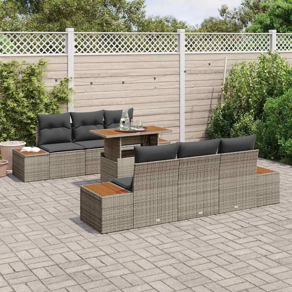 vidaXL Σέτ φαγητού για κήπο 7 pcs Γκρι, Καφέ 100 x 55 x 73 εκ
