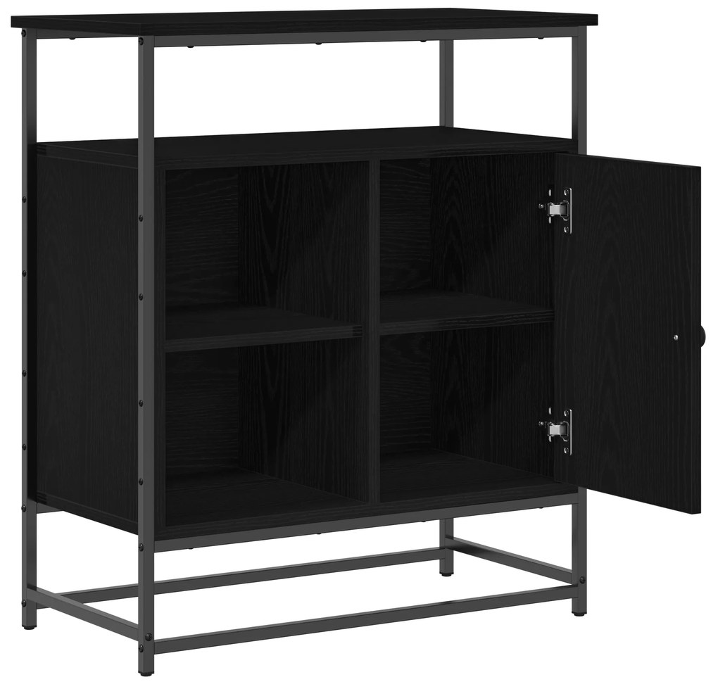 vidaXL Μπουφές Μαύρο Δρυς 69x35x80 εκ. Κατασκευασμένο από Ξύλο και Ατσάλι