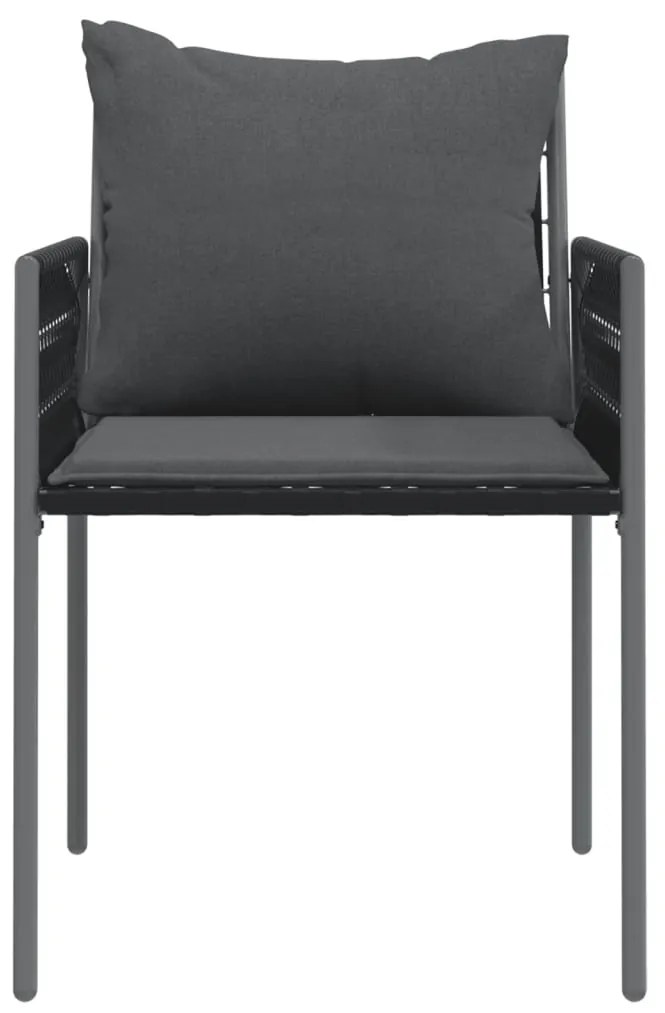 vidaXL Καρέκλες Κήπου 6 τεμ. Μαύρο 54x61x83 εκ Συνθ. Ρατάν &amp; Μαξιλάρια