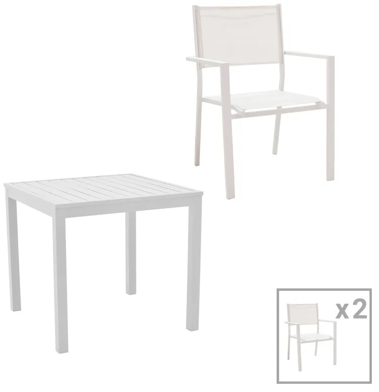 Intrahome Τραπεζαρία Zacreta- Kliton σετ 3τεμ Intrahome αλουμίνιο σε λευκή απόχρωση 80x80x74εκ | SKU: INTRAPA-311111916