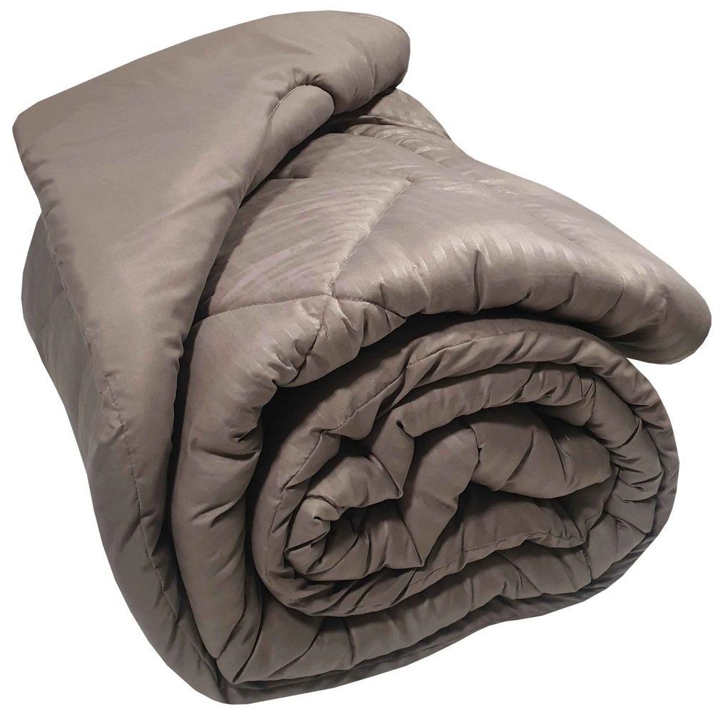 Πάπλωμα Microfiber Διπλό 200x240εκ. Satin Stripe Moka Plain Komvos Home 707329-35