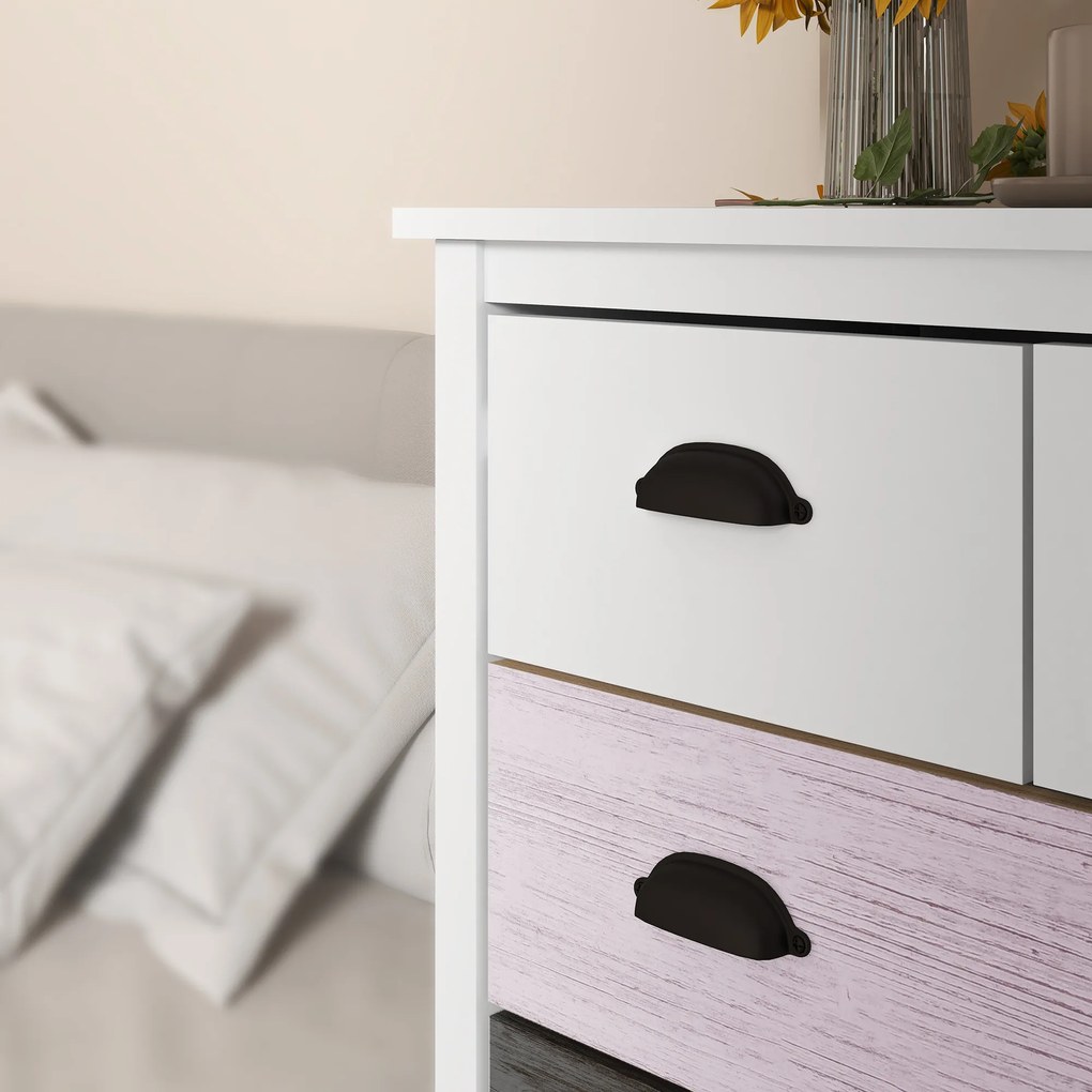 HOMCOM Έπιπλο μπουφέ, Συρταριέρα, 5 συρτάρια, βαμμένη επιφάνεια, MDF &amp; ξύλο πεύκου, 70 x 38 x 85 cm, Λευκό