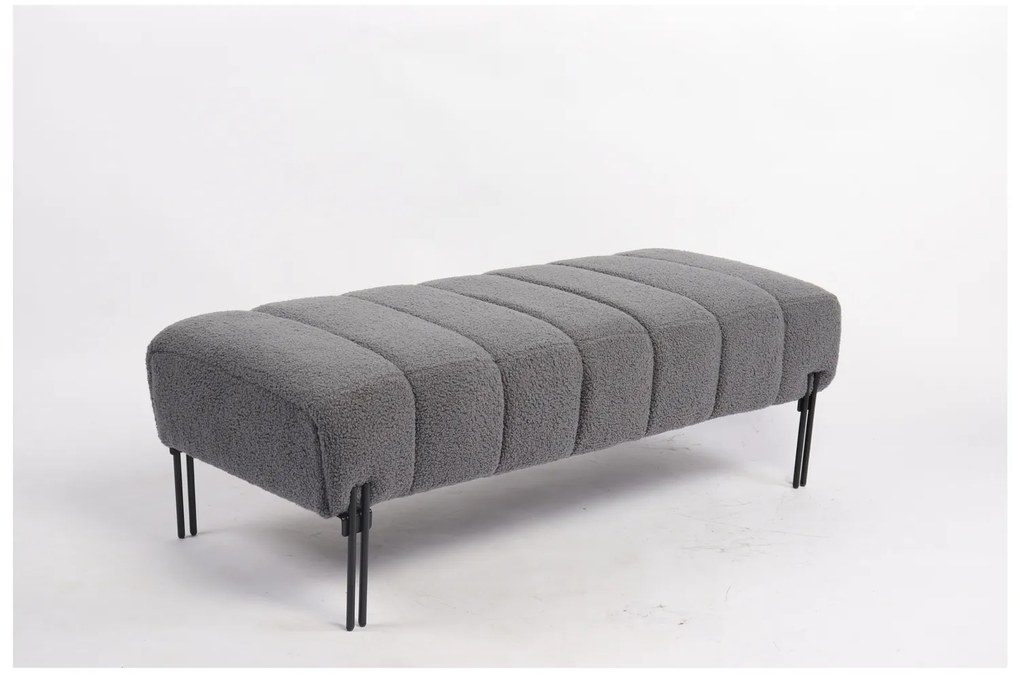 Παγκάκι Ottoman ArteLibre KUBO Γκρι Ύφασμα Teddy/Μέταλλο 40x116.5x50cm