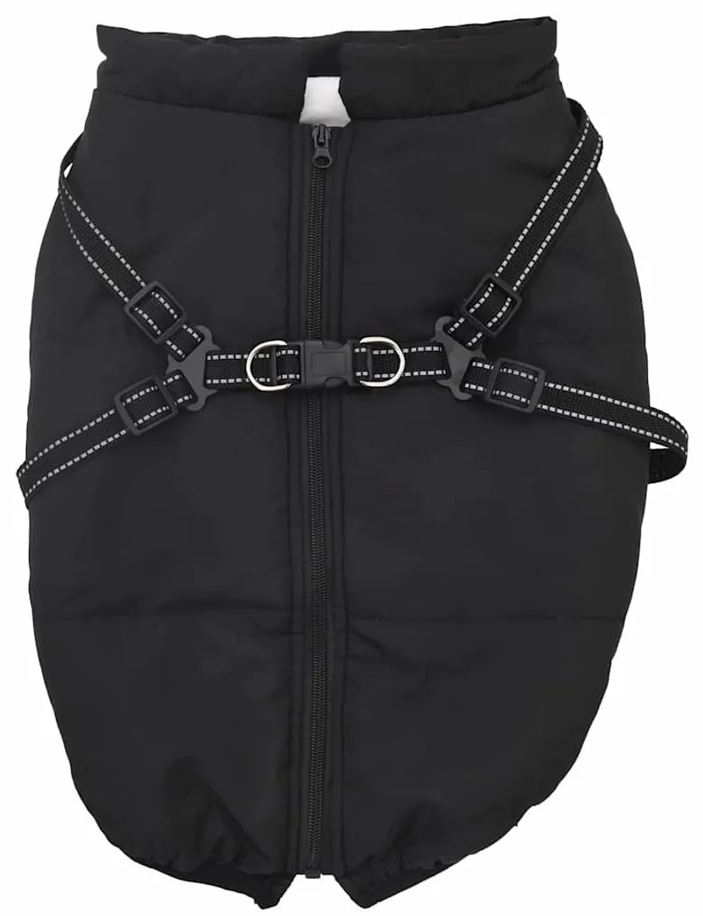 vidaXL Μπουφάν Σκύλου με ιμάντα Μαύρο 4XL Φλις και Πολυεστέρας
