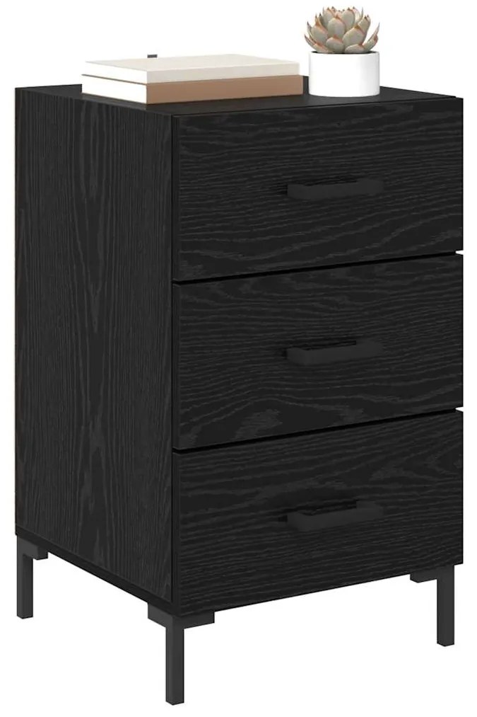 vidaXL Κομοδίνο Μαύρη Οξυά 40 x 40 x 66 εκ. Επεξεργασμένο ξύλο