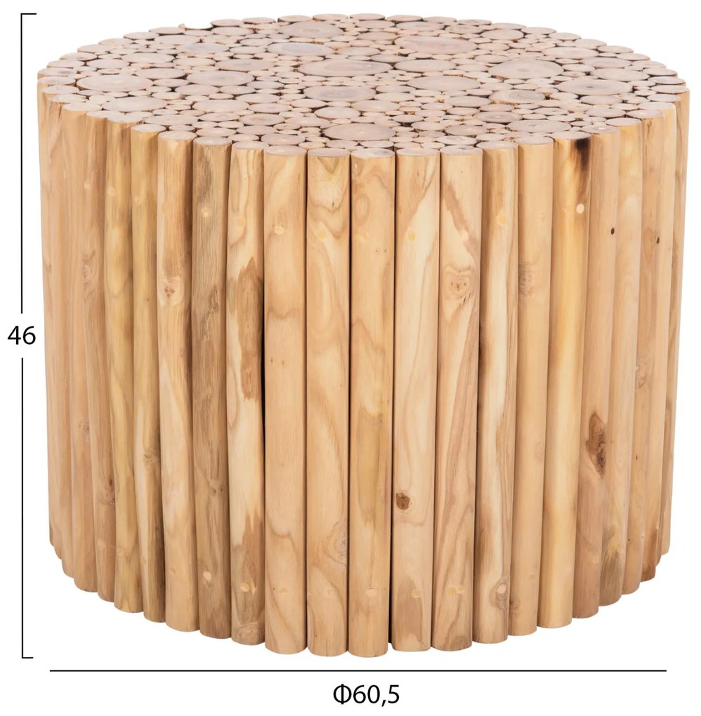 Τραπεζάκι σαλονιού COOTER C9864 Στρόγγυλο Κλαδιά TEAK Φυσικό Φ60,5x46Υεκ. 60.5x60.5x46 εκ.