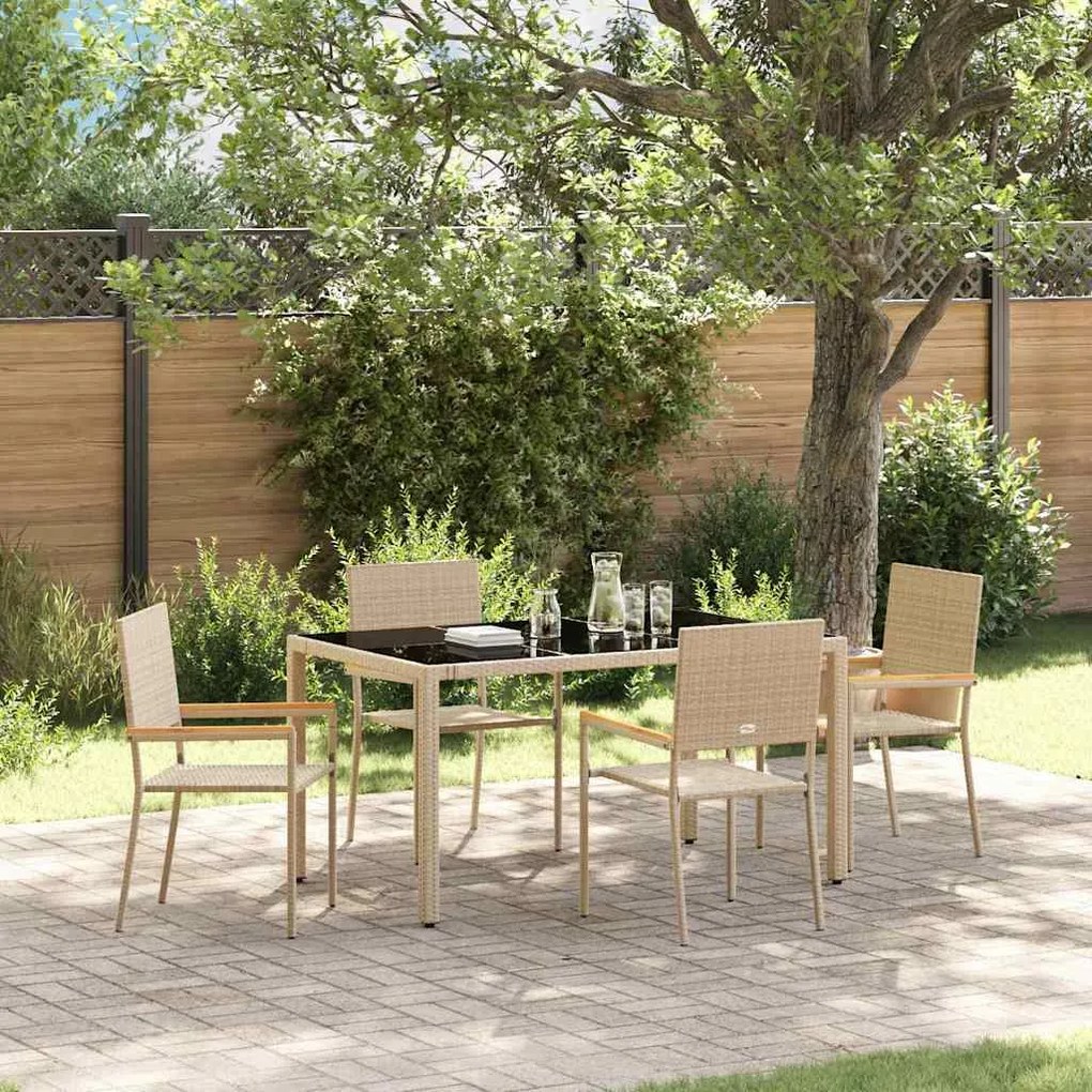 vidaXL Σέτ φαγητού για κήπο 5 pcs Μπεζ 150 x 90 x 75 cm