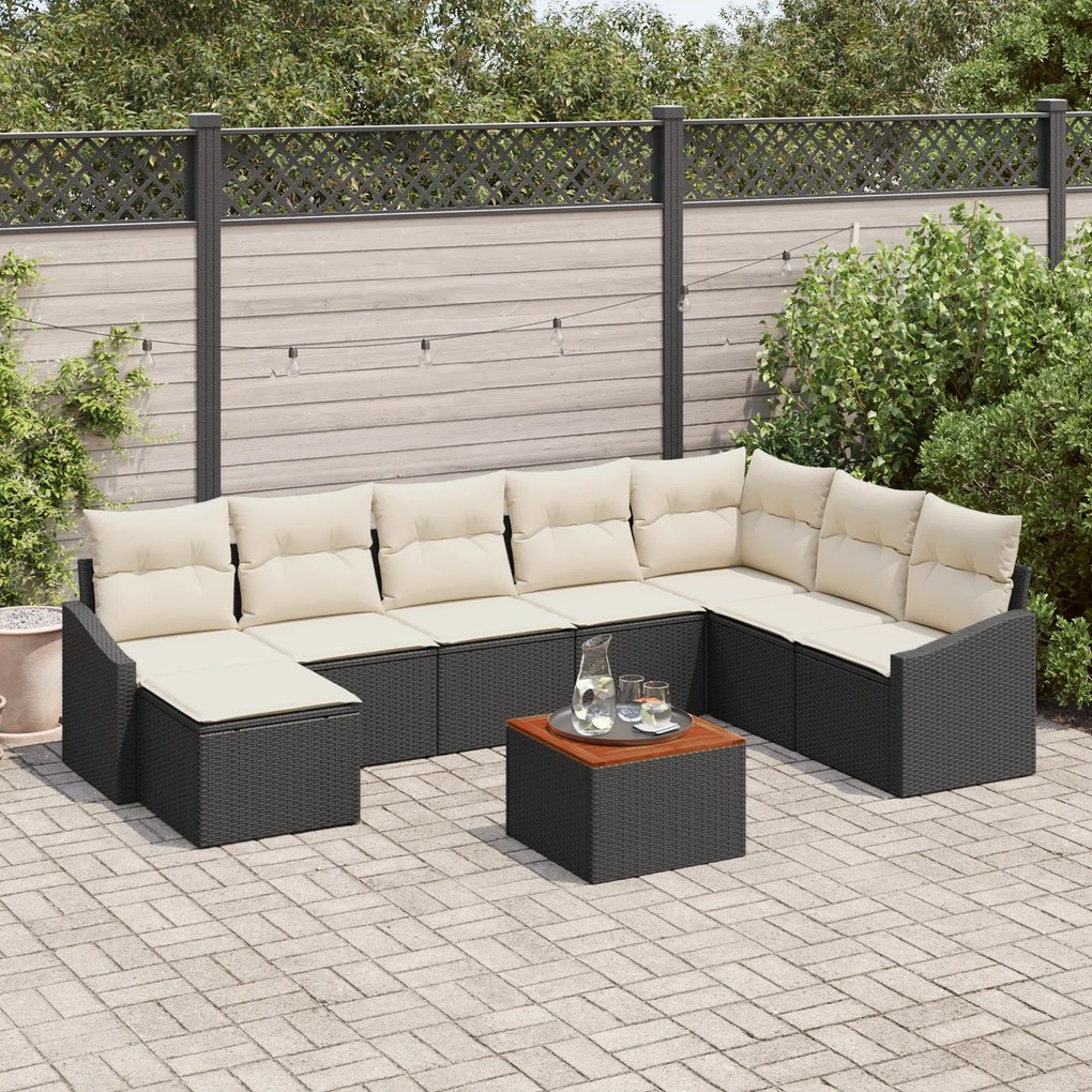 vidaXL Σαλονάκι Κήπου 9 pcs Μαύρος, λευκός 55 x 55 x 37 εκ