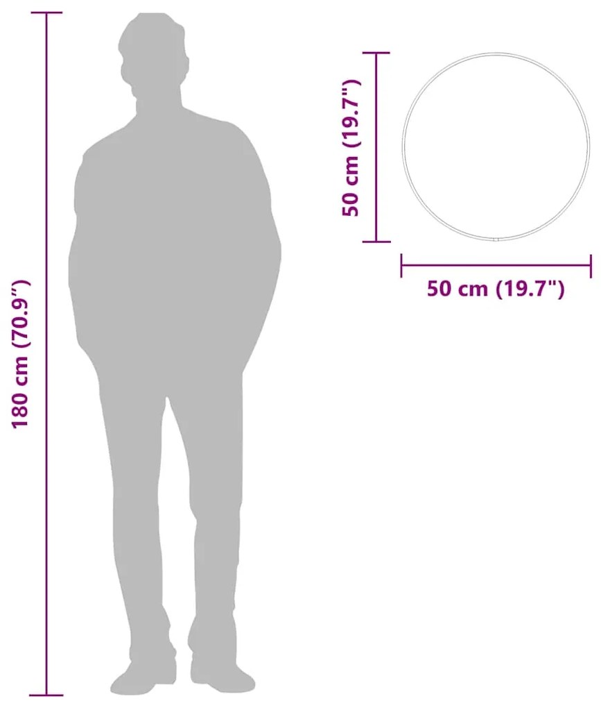 vidaXL Καθρέφτης Τοίχου Στρογγυλός Ασημί Ø 50 εκ.