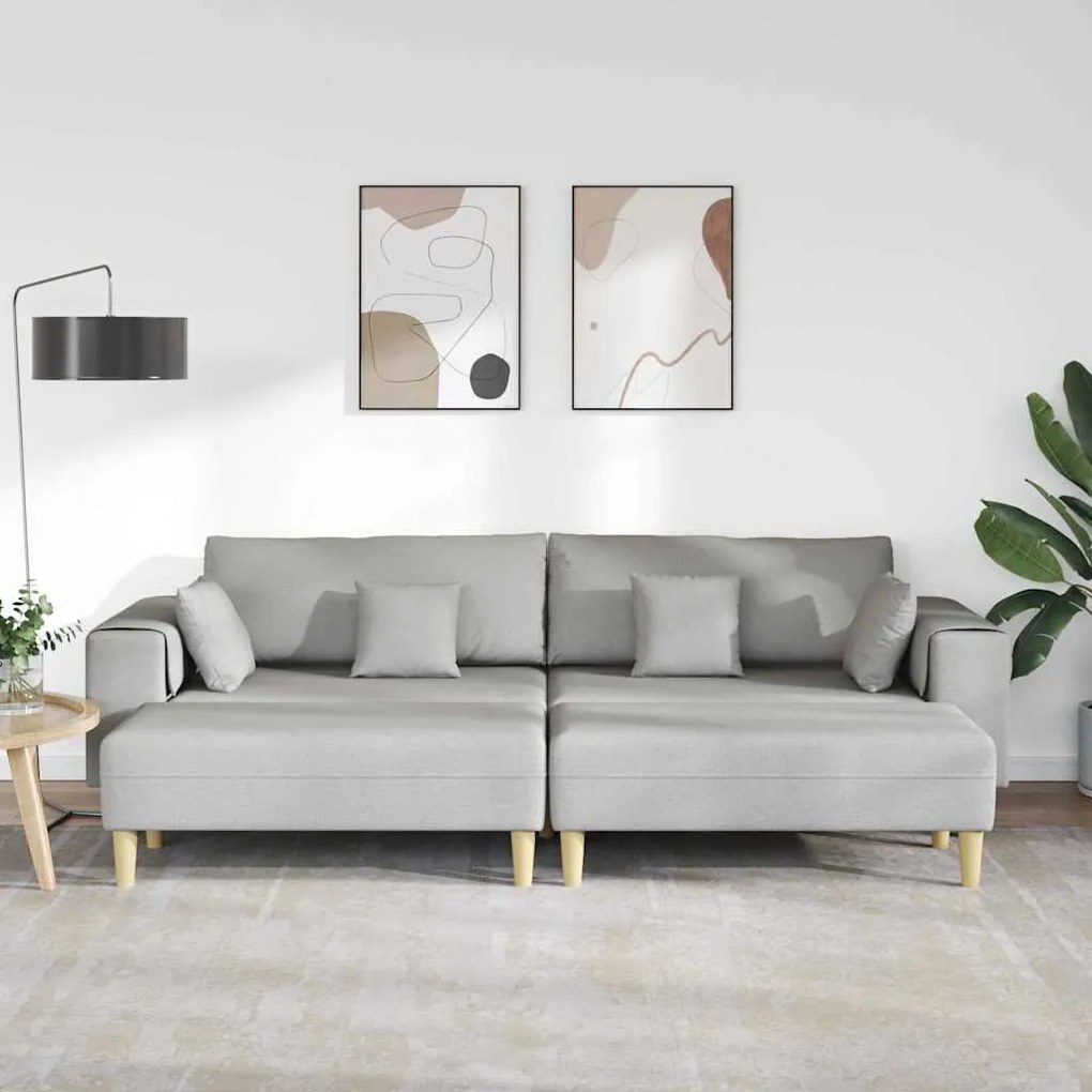 vidaXL Υφασμάτινος καναπές με μαξιλάρι 3 pcs Σκίουρος Γκρί 208 εκ. ύφασμα