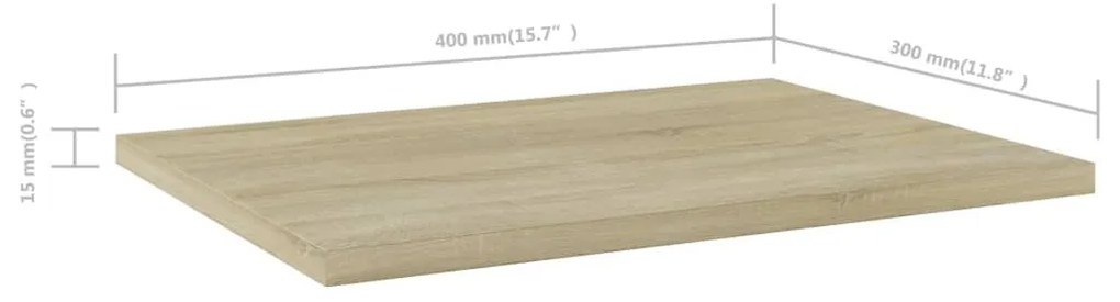 Ράφια Βιβλιοθήκης 4 τεμ. Sonoma Δρυς 40x30x1,5 εκ. Επεξ.Ξύλο - Καφέ