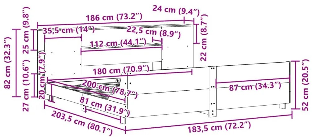 Σκελετός Κρεβ. Χωρίς Στρώμα Καφέ Κεριού 180x200 εκ Μασίφ Πεύκο - Καφέ