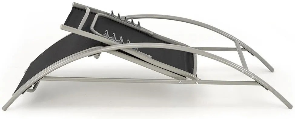 Embo Σετ 2 Ξαπλωστρες + Τραπεζακι Μαυρο 160x60x66-92cm