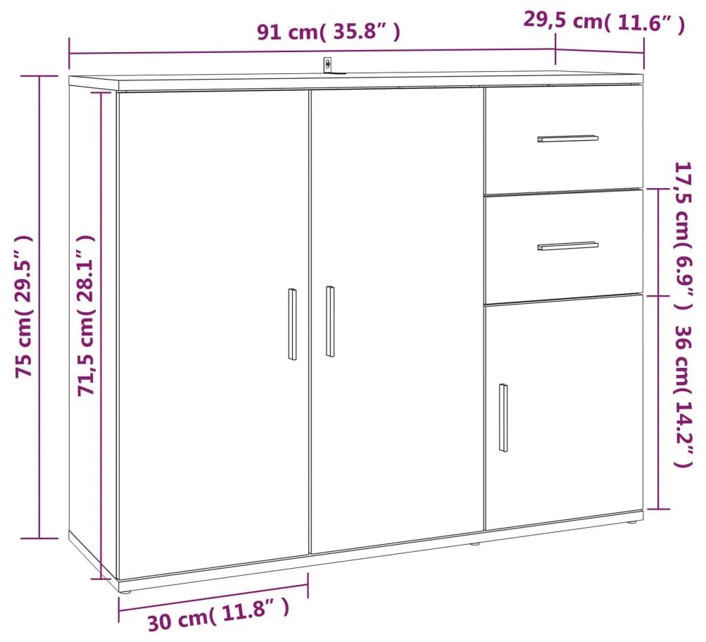 Συρταριέρα Sonoma Δρυς 91x29,5x75 εκ. Επεξεργασμένο Ξύλο - Καφέ