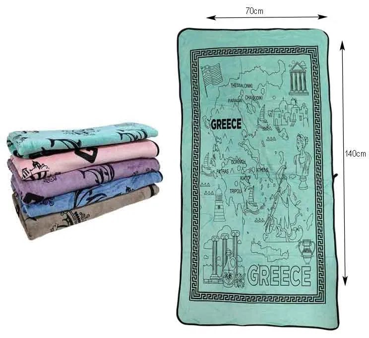 Πετσέτα θαλάσσης Greece Με Χάρτη Της Ελλάδας 140x70cm - Beach towel