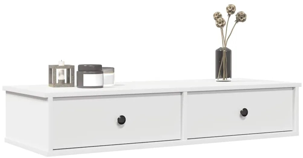 vidaXL Ράφι τοίχου με συρτάρια Λευκό 100x37,5x19 cm Ξύλινη κατασκευή