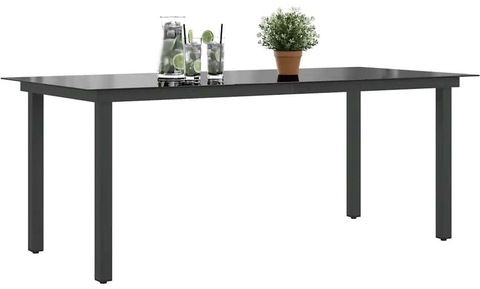 vidaXL Τραπέζι Κήπου Μαύρο 190 x 90 x 74 εκ. από Αλουμίνιο / Γυαλί