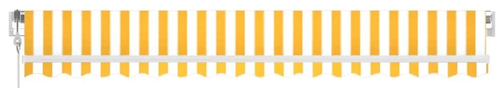 vidaXL Τέντα Αυτόματη με LED & Αισθ. Ανέμου Κίτρινο/Λευκό 400x350 εκ.