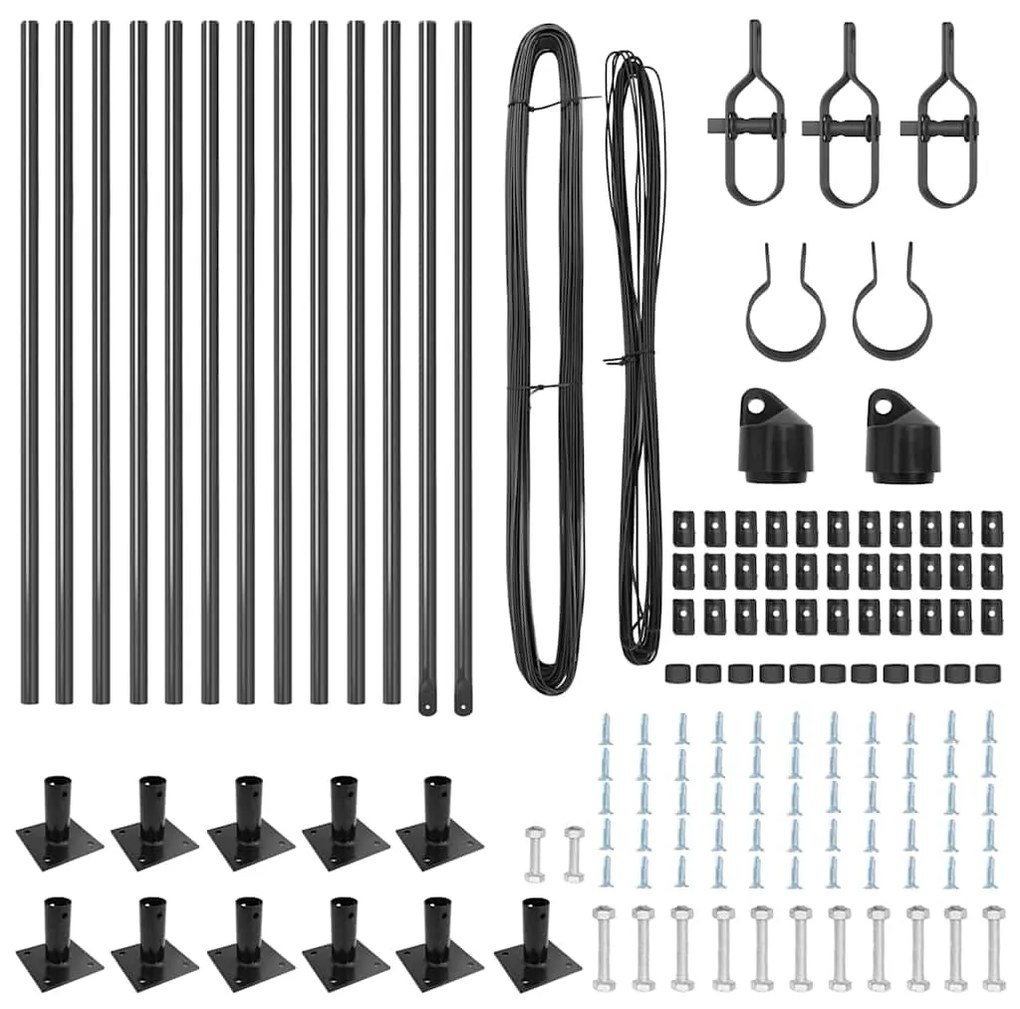 vidaXL Στύλος Περιφράξεων 13 pcs Γκρι Ατσάλι