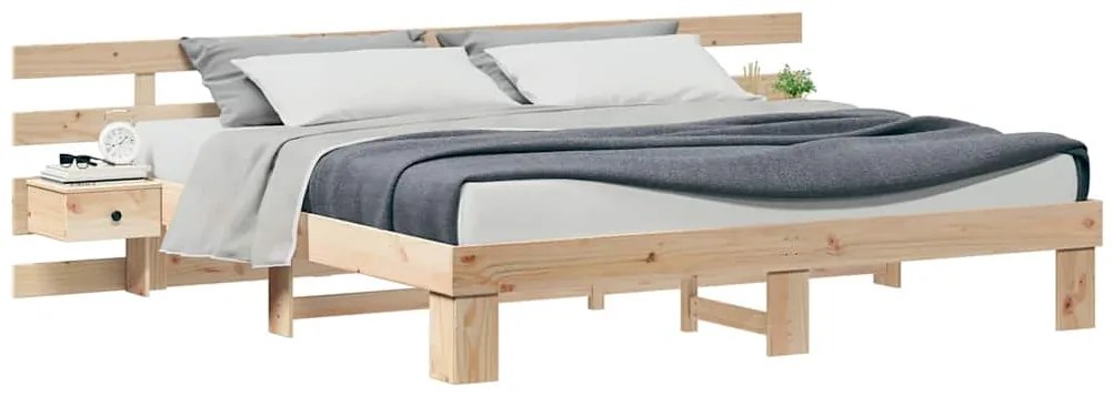 vidaXL Σκελετός Κρεβατιού Καφέ 200 x 200 cm Μασίφ ξύλο πεύκου