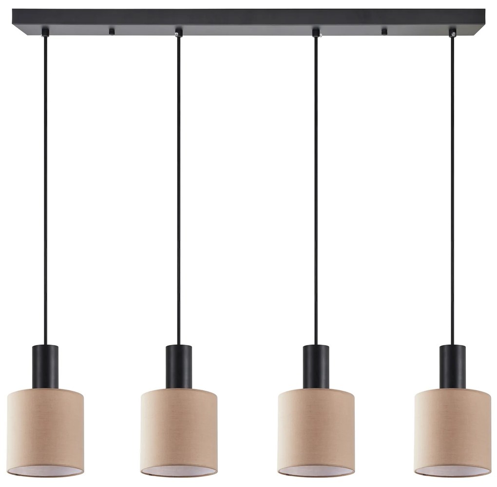 Φωτιστικό Οροφής  SE21-BL-4-4BL-SH3 ADEPT TUBE Black Pendant Brown Fabric Shade+ - 51W - 100W - 77-8525