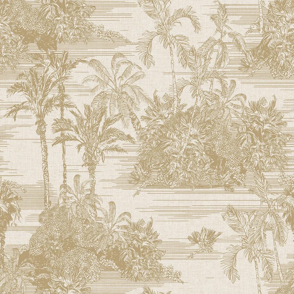 Ταπετσαρία Τοίχου Palm Island Κρεμ Χρυσό M37302 53 cm x 10.05 m