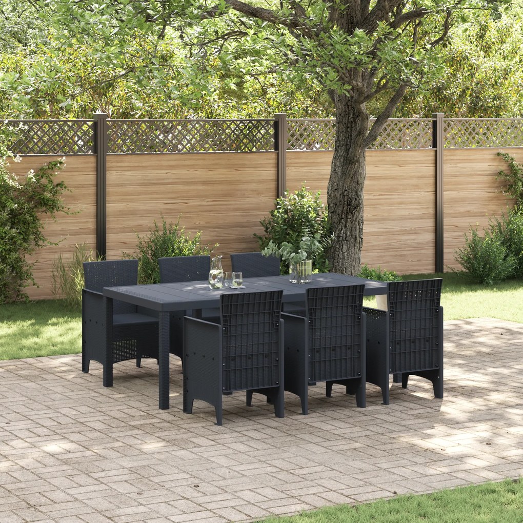 vidaXL Σετ Υπαίθριας Εστίασης 7 pcs Ανθρακί 200 x 100 x 73 εκ.