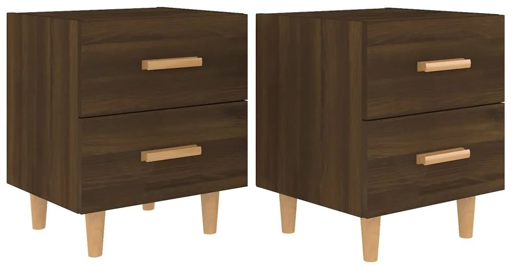 vidaXL Κομοδίνα 2 τεμ. Καφέ Δρυς 40 x 35 x 47,5 εκ.