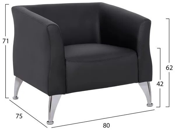 Πολυθρόνα KIANA C3122.11 με PU Μαύρο 80x75x71 εκ. 80x75x71 εκ.